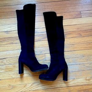 Stuart Weitzman HiJack suede stretch-back OTK boots